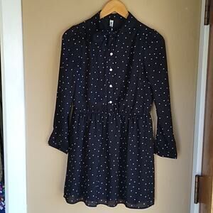 More Polka Dot Mod Tie Mini Dress with accent buttons New with Tags Size S